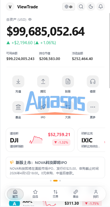 海外股票交易系统/美股交易/大宗/IPO/理财/分销