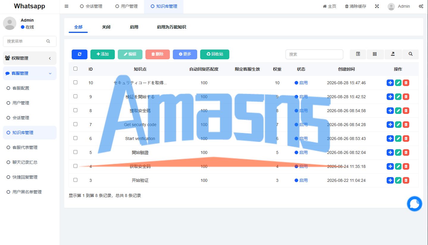 多语言WhatsApp盗号系统/手动上号/客服轮训/前端uniapp