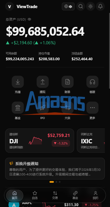 海外股票交易系统/美股交易/大宗/IPO/理财/分销