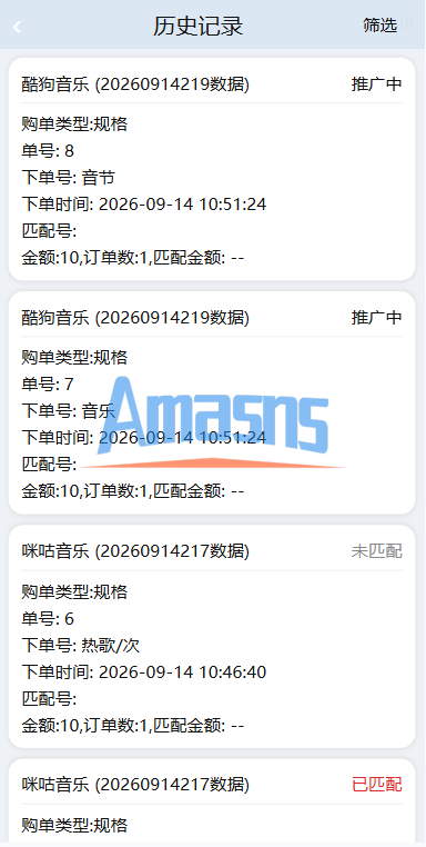 音乐打榜伪商城系统/订单自动匹配/打码/代理后台