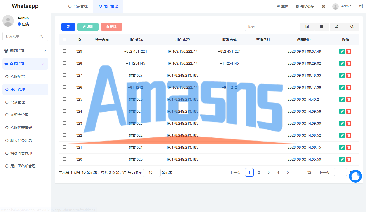 多语言WhatsApp盗号系统/手动上号/客服轮训/前端uniapp