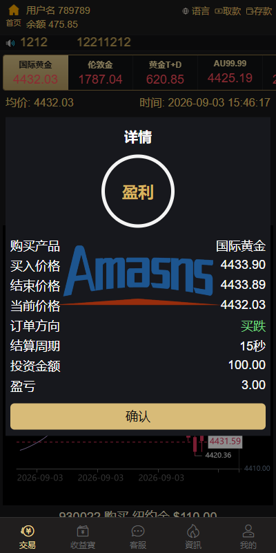 海外黄金秒合约交易/黄金时间盘/黄金微盘投资交易